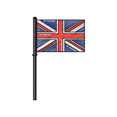 great britain flag on a silver metallic pole vector illustration