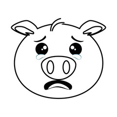 crying pig emoji kawaii vector illustration design