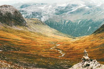 Foto op Canvas Scandinavian Mountains Landscape Travel scenery autumn colors nordic nature © EVERST