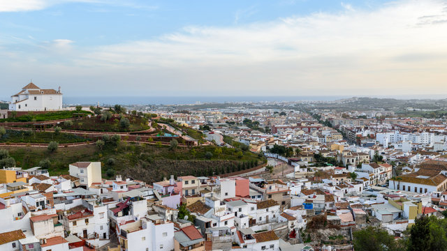 Panoramic of velez malaga and the chapel seen from the castle.