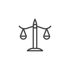 Balance, libra line icon, outline vector sign, linear style pictogram isolated on white. Justice scales symbol, logo illustration. Editable stroke