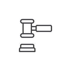 Court gavel line icon, outline vector sign, linear style pictogram isolated on white. Judge mallet symbol, logo illustration. Editable stroke