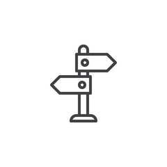 Road direction line icon, outline vector sign, linear style pictogram isolated on white. Signpost pointer symbol, logo illustration. Editable stroke