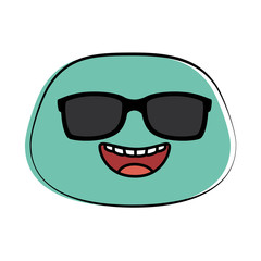 happy emoji face with sunglasses vector illustration design