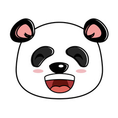 cute panda happy emoji kawaii vector illustration design
