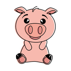 cute pig emoji kawaii vector illustration design