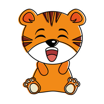 cute tiger kawaii character vector illustration design