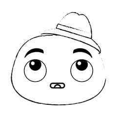 sad emoji face with hat vector illustration design