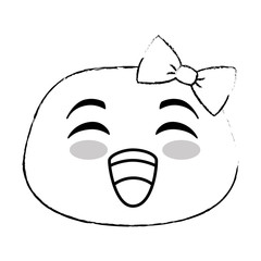 laugh emoji face with bowntie vector illustration design