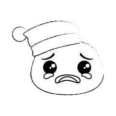 crying emoji face with sleeping hat vector illustration design