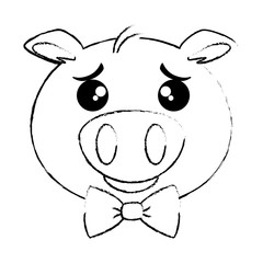 cute pig emoji kawaii vector illustration design