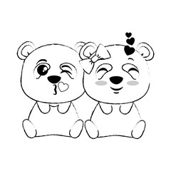 cute pandas lovely emojis kawaii vector illustration design