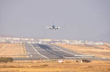 aircraft landing in the airport