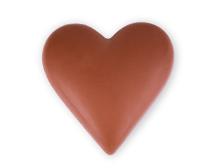 Chocolate heart on white background