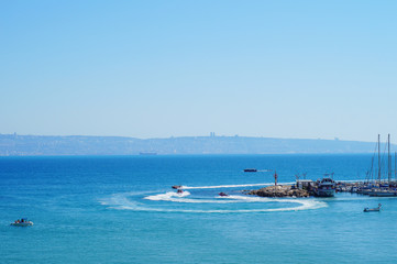 Obraz premium View from old city of Acre (Akko, Acco), with the marine and open sea, Israel.