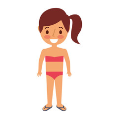 cute happy girl kid wearing swimsuit vector illustration