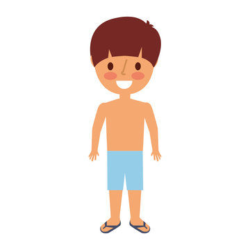 happy little boy wearing swimsuit vector illustration