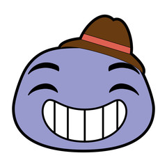 laugh emoji face with hat vector illustration design