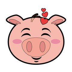 cute lovely pig emoji kawaii vector illustration design