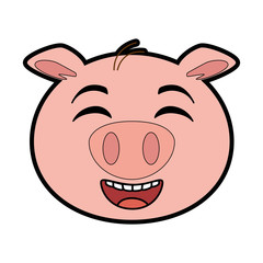 cute pig emoji kawaii vector illustration design