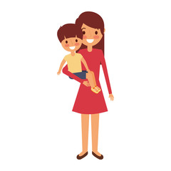 mother carrying her little boy vector illustration