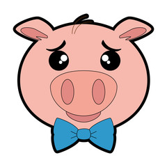 cute pig emoji kawaii vector illustration design