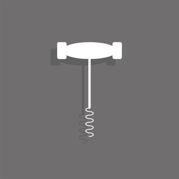 Corkscrew for opening bottles. Vector icon.