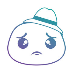 sad emoji face with hat vector illustration design