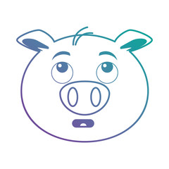 terrified pig emoji kawaii vector illustration design