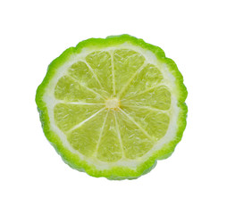 fresh bergamot fruit and kaffir lime isolated on a white background