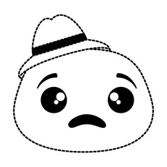 sad emoji face with hat vector illustration design