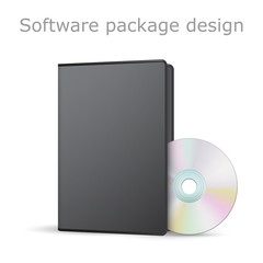 Open black dvd software package template, vector, isolated on white