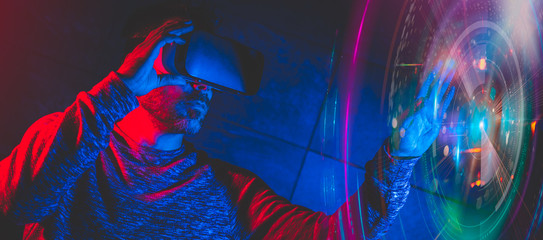 Men using virtual reality glasses