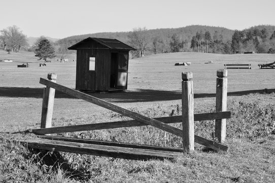 Casetta legno nel centro equestre Protoni del Vivaro, Castelli Romani, Lazio, Italia