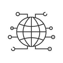 Global cryptocurrency linear icon