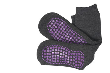 black socks with anti-slip coating on white