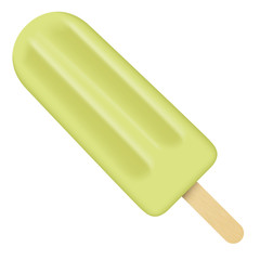 Illustration of a green toothpick ice cream, lemon popsicle, detox. Ideal for catalogs, information and institutional material
