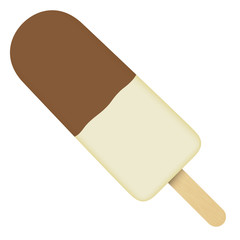 Illustration of a stick of ice cream, chocolate mixed with vanilla, popsicle, vanilla, milk stick. Ideal for catalogs, information and institutional material