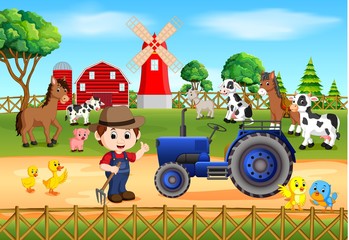  Farm scenes with many animals and farmers