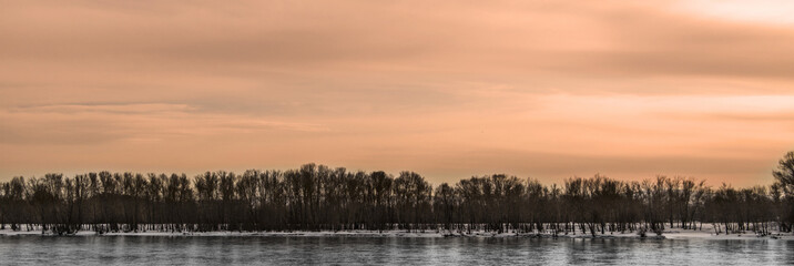 Obraz premium Landscape of a river and forest. Evening landscape