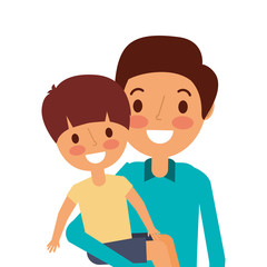 portrait dad carrying her son vector illustration