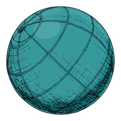 Exercise ball, cartoon illustration of gym equipment for home exercise. Vector