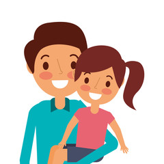 cute dad holding her little daughter vector illustration