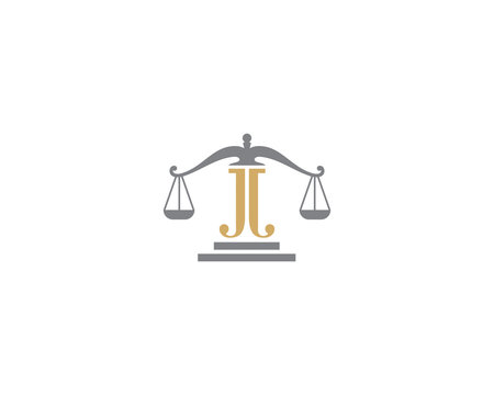 Scale of Justice and Letter J Logo Icon 3