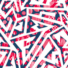 Red color geometric seamless pattern