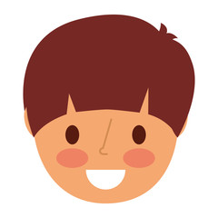 smiling face young boy cartoon vector illustration
