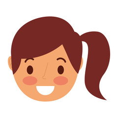 smiling young face girl cartoon female vector illustration