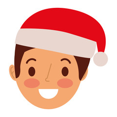 Obraz premium cartoon man adult wearing christmas hat vector illustration