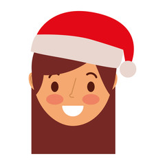 little girl smiling wearing christmas hat vector illustration