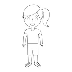 young girl kid character standing cartoon vector illustration